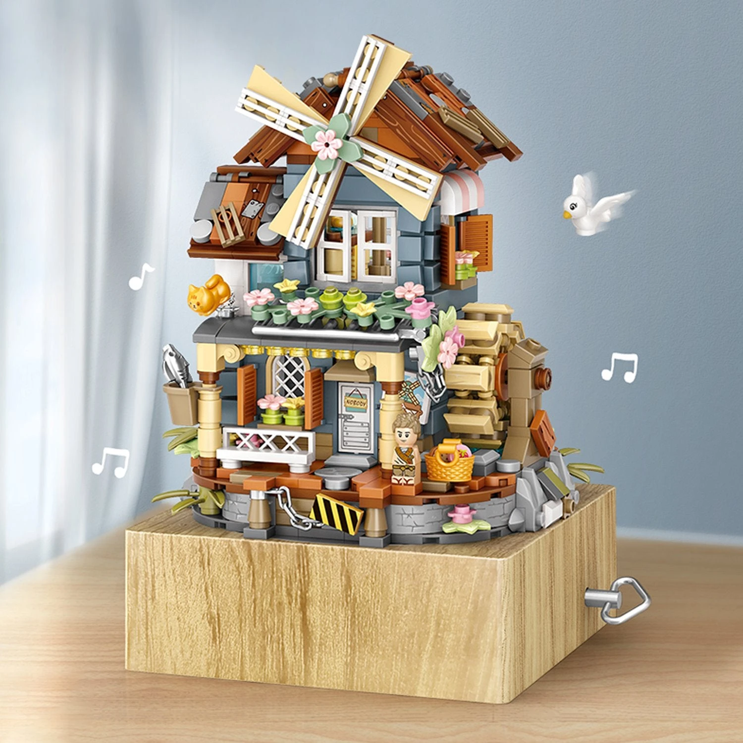 Windmill Country House Music Box Nano Building Blocks