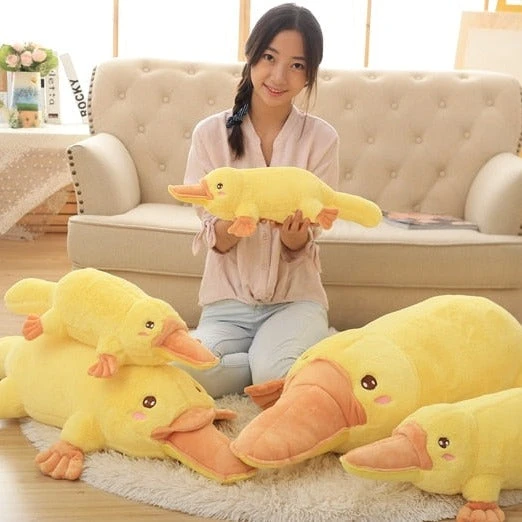 Yellow Kawaii Long Snuggly Platypus Plushie