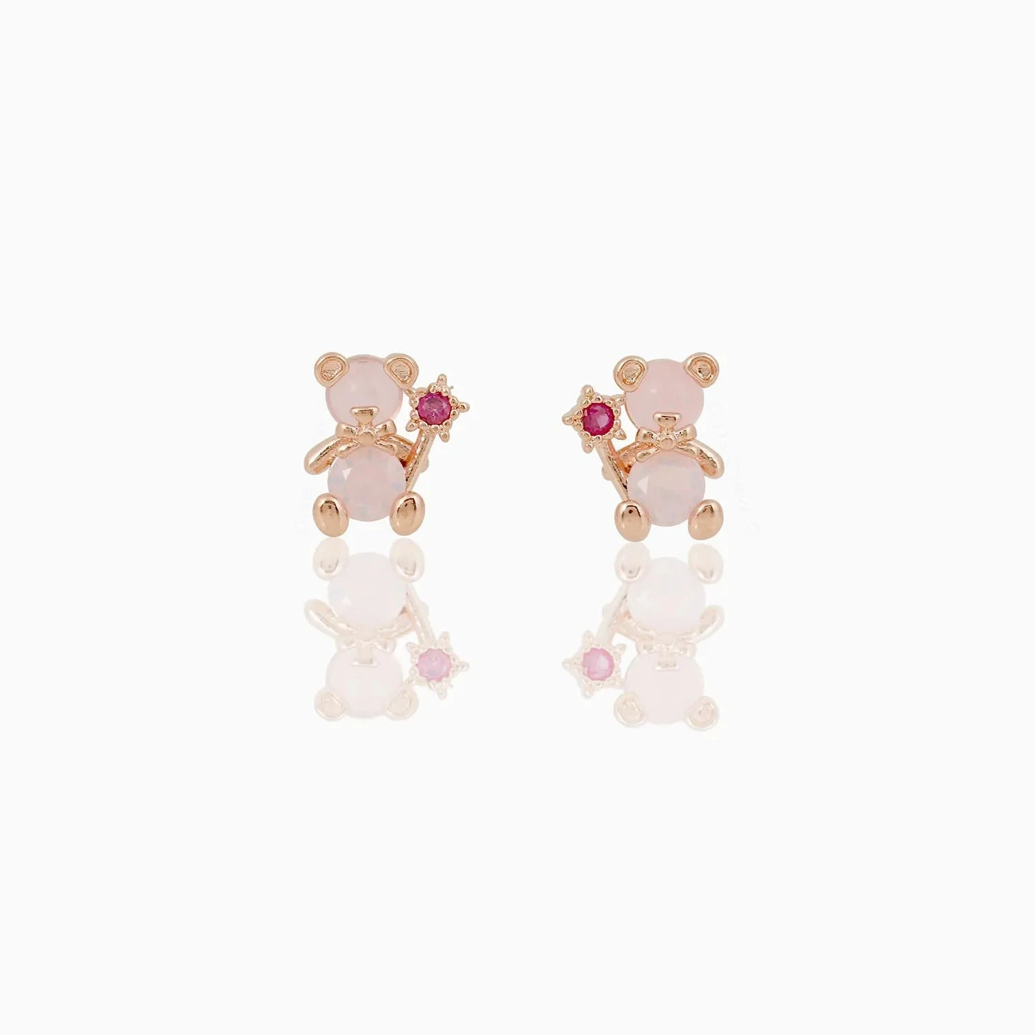 Zircon Light Pink Round Gold-plated Earring - Image 5