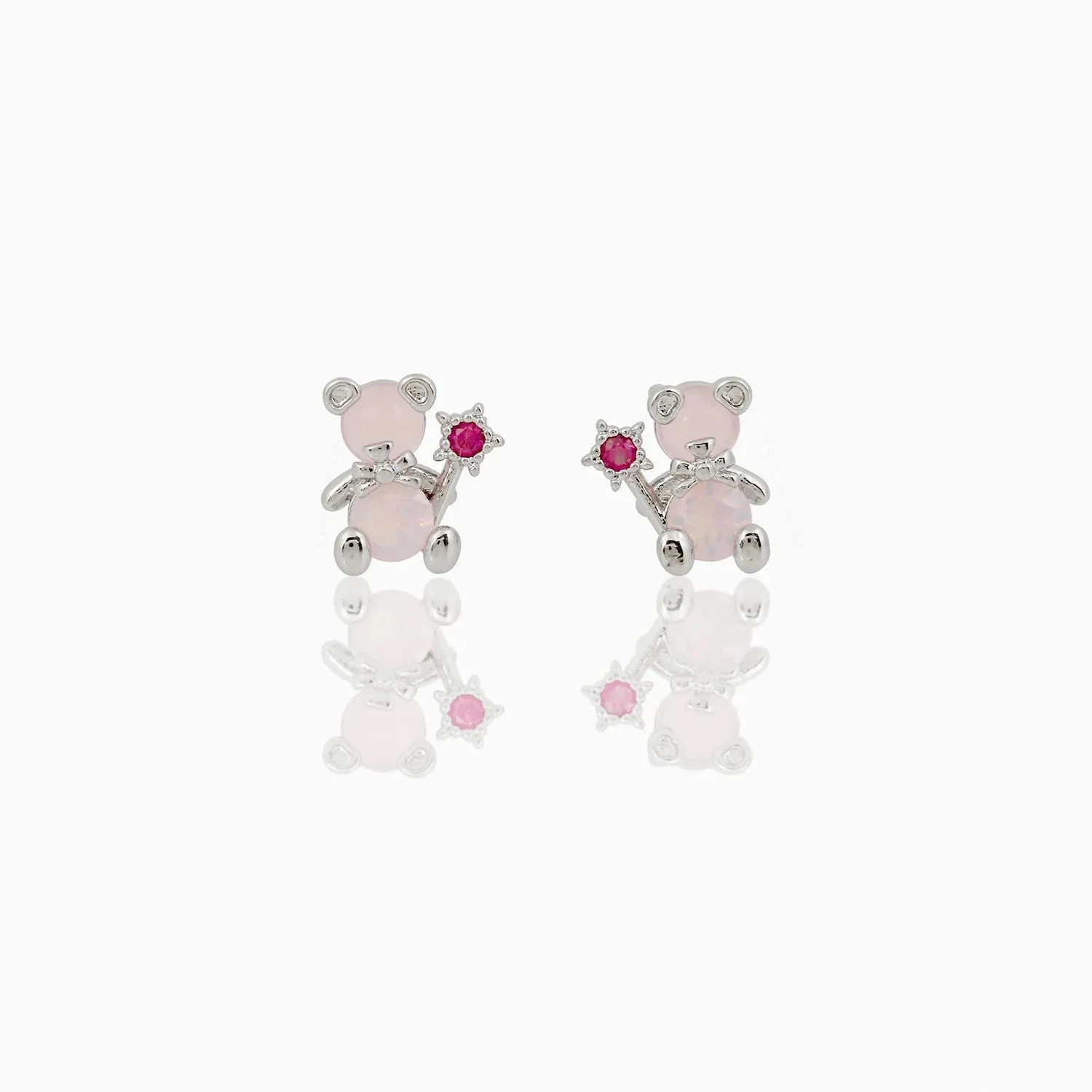 Zircon Light Pink Round Gold-plated Earring - Image 4